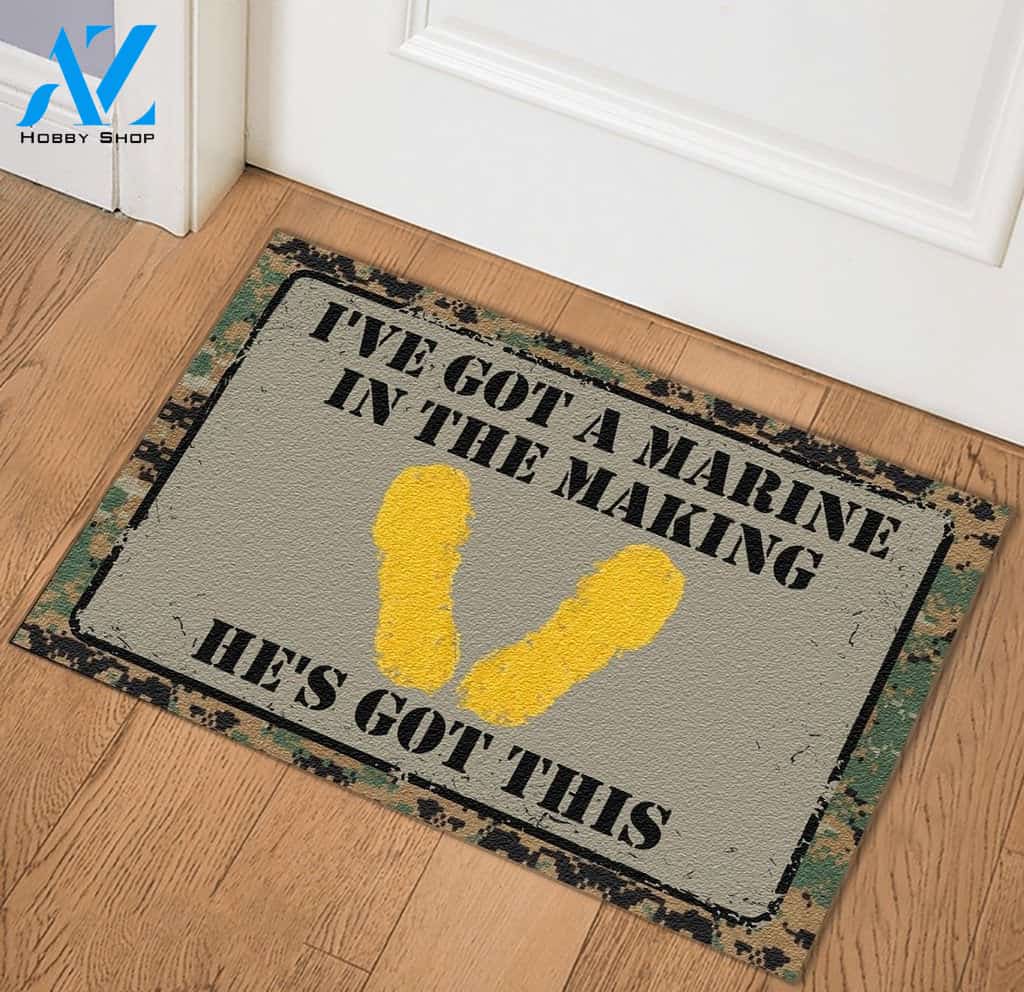 Marine Veteran He's Got This Indoor And Outdoor Doormat Warm House Gift Welcome Mat Birthday Gift For Marine Veteran
