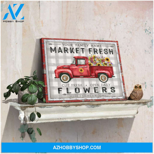 Ohcanvas Market Flower Sunflower Pick-up Truck Custom Name For Family Personalized Canvas Wall Art Decor