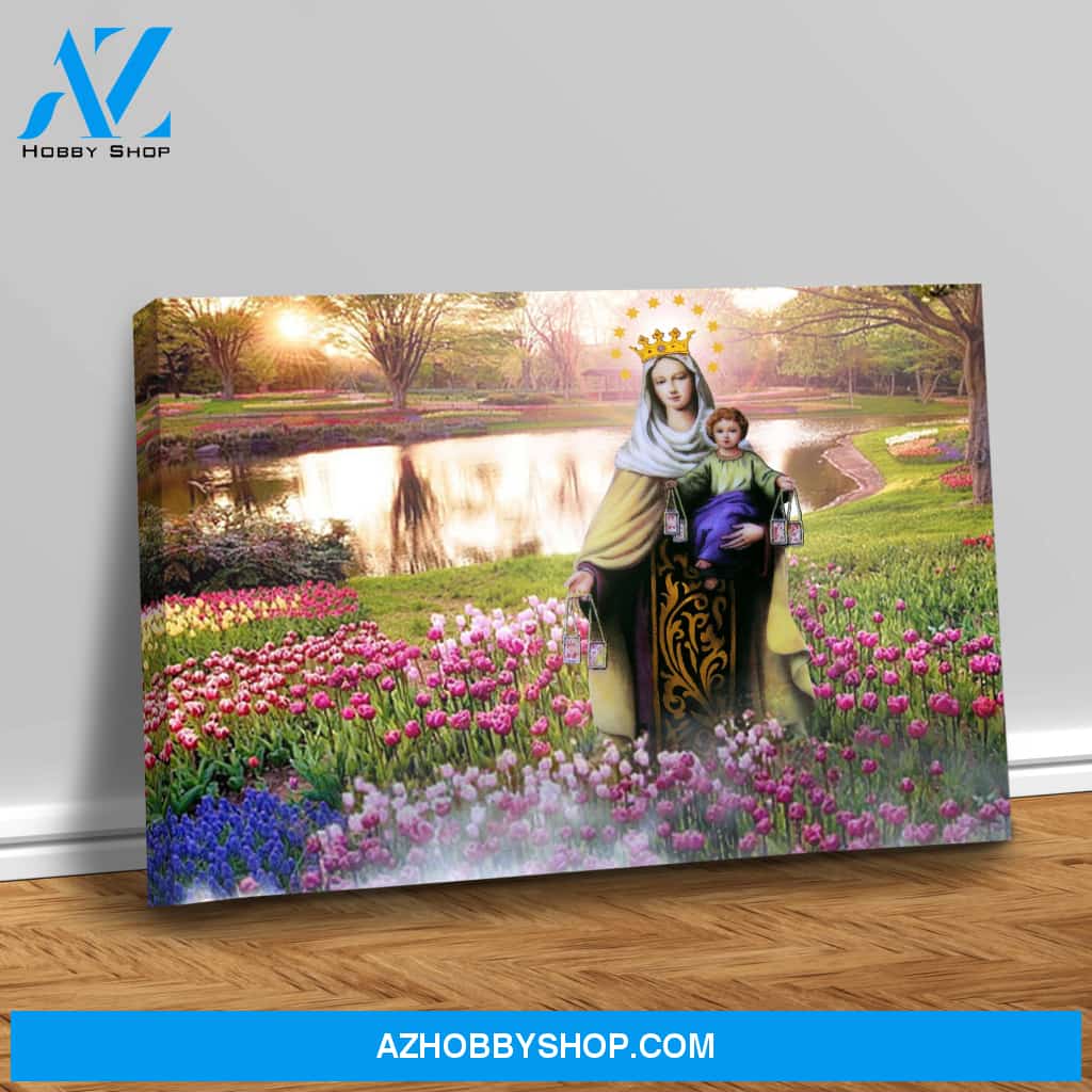 Mary in a Field of Flowers Canvas Art