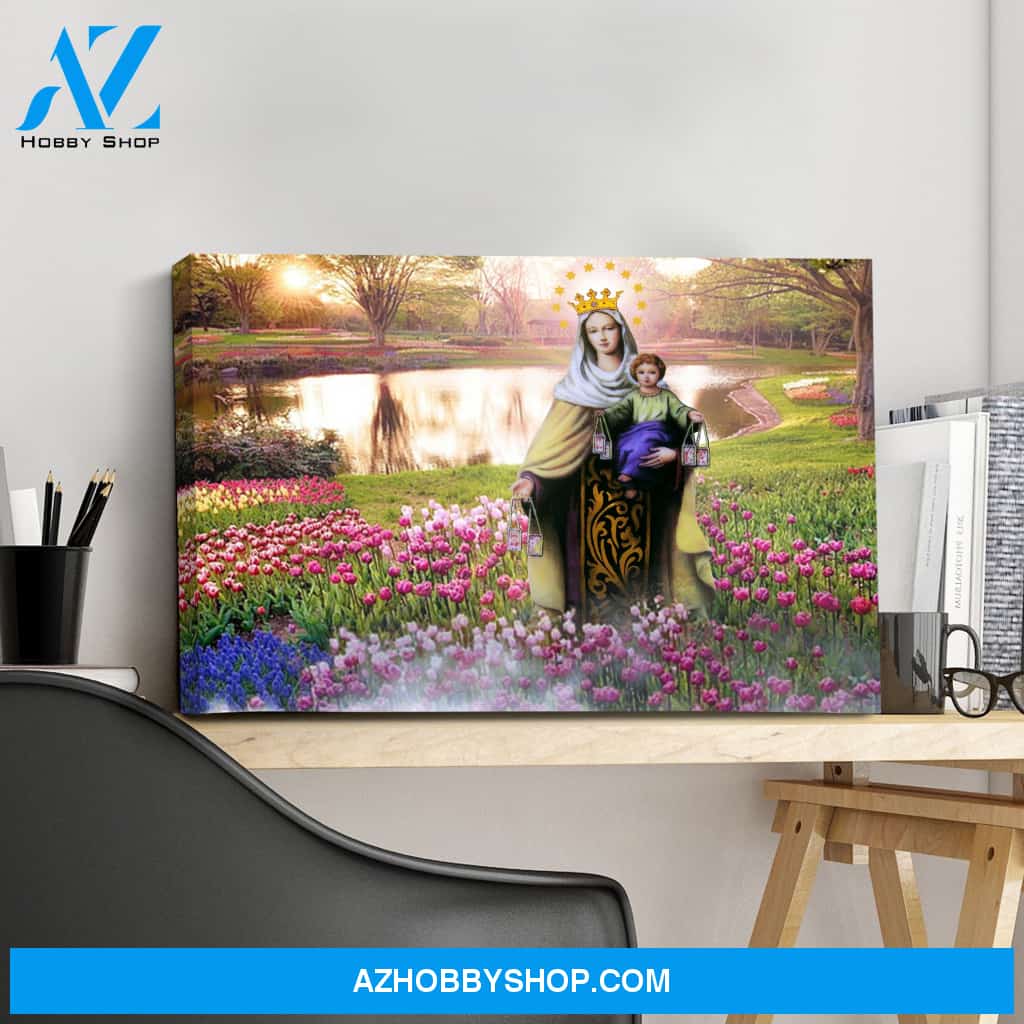 Mary in a Field of Flowers Canvas Art