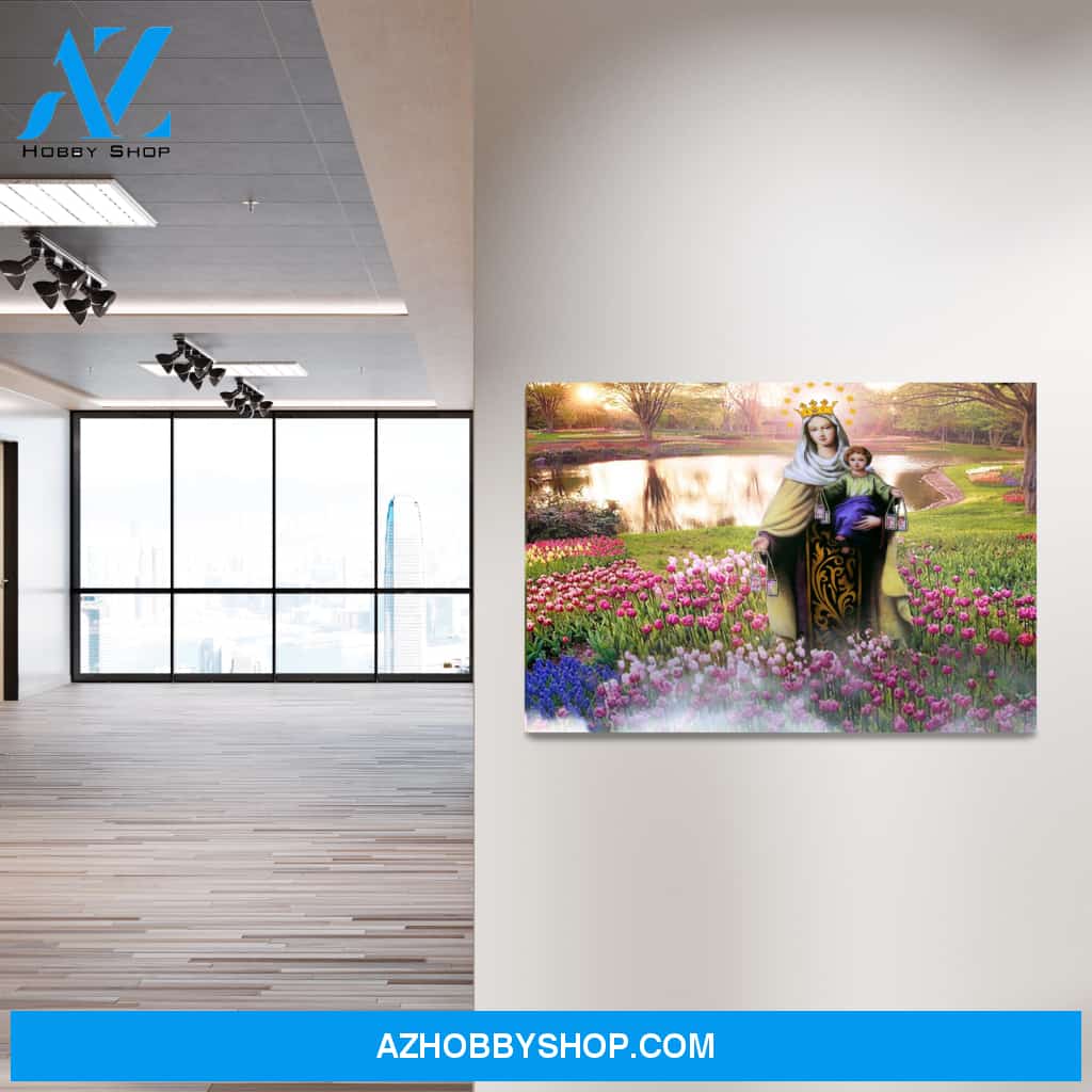 Mary in a Field of Flowers Canvas Art