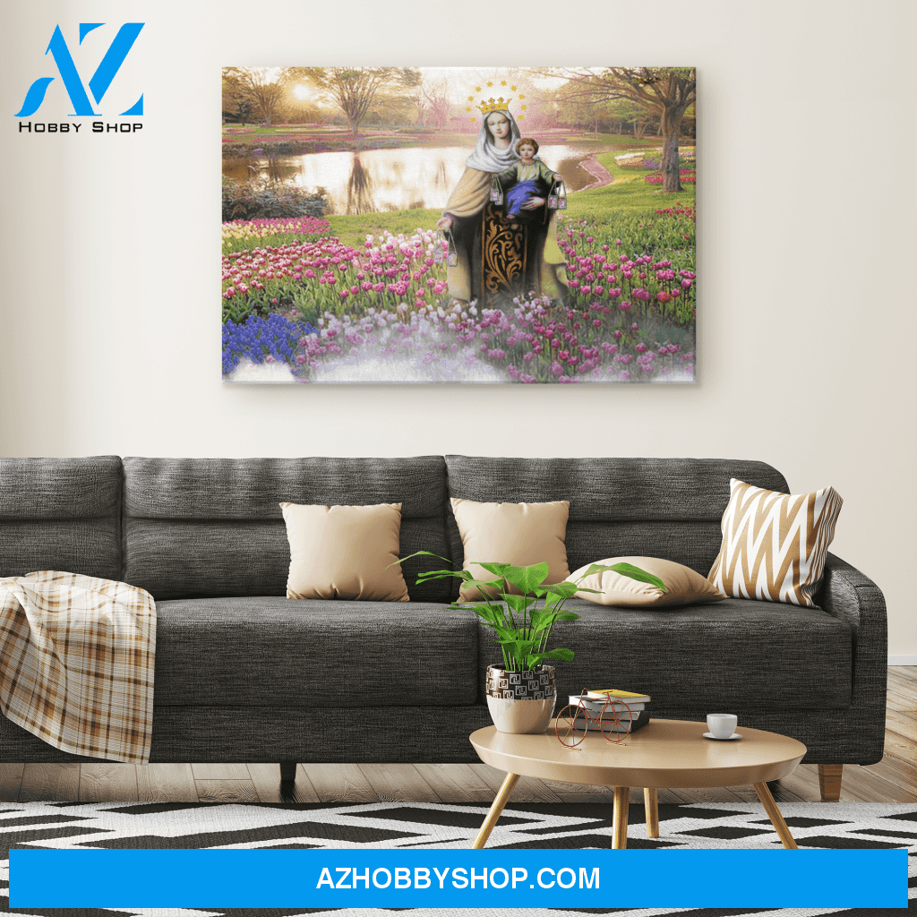 Mary in a Field of Flowers Canvas Art