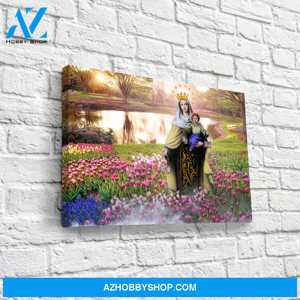 Mary in a Field of Flowers Canvas Art