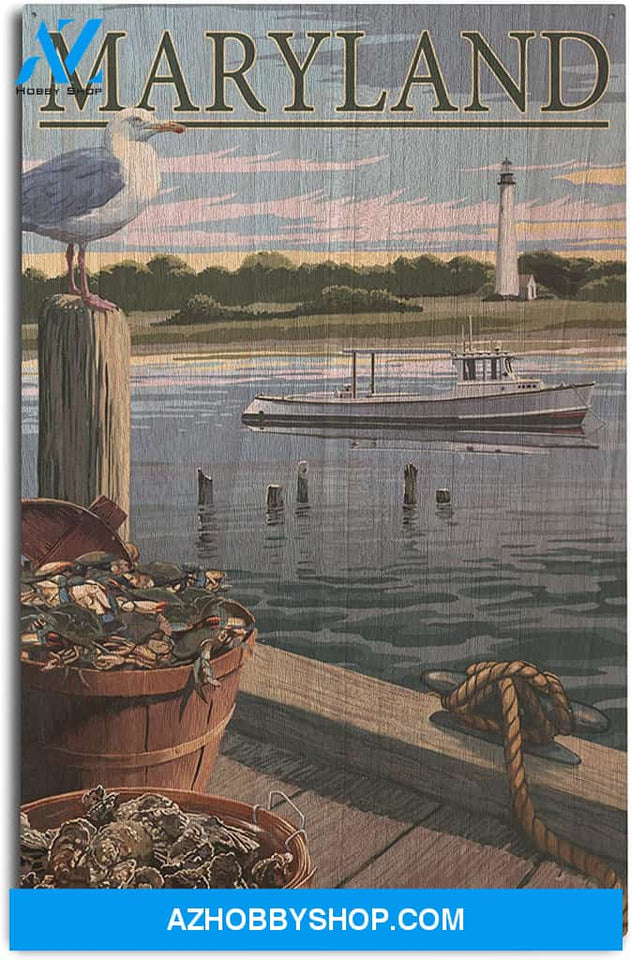 Maryland - Blue Crab And Oysters On Dock