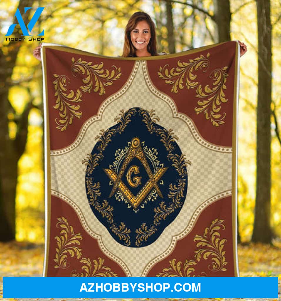 Masonic With Square And Compasses Fleece Blanket - Quilt Blanket