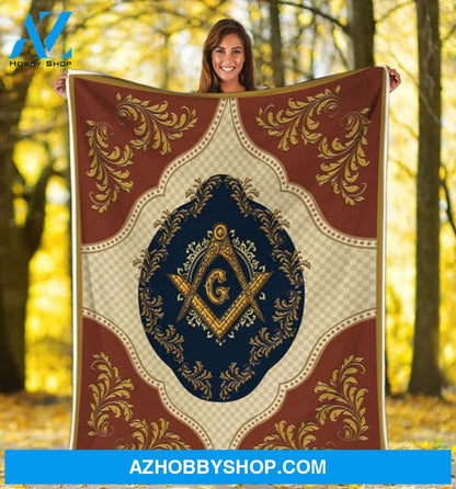 Masonic With Square And Compasses Fleece Blanket - Quilt Blanket