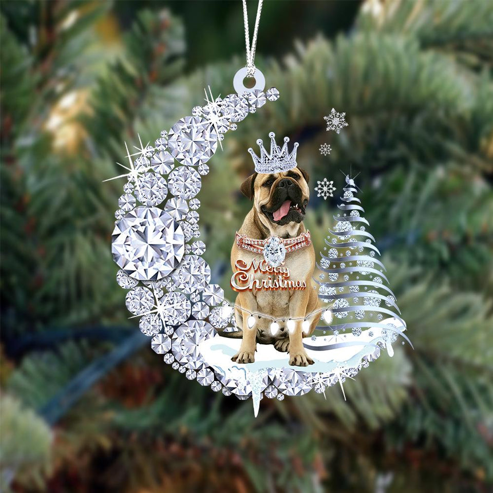 Mastiff Diamond Moon Merry Christmas Ornaments Christmas Gift For Dog Lover