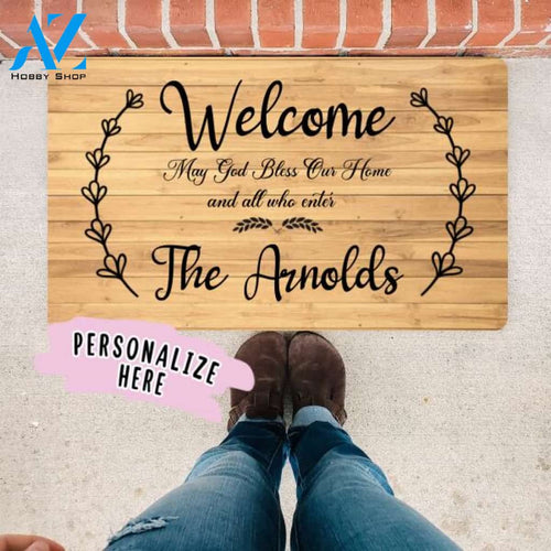 May God Bless Our Home Custom Door Mat, Personalized Doormat, Housewarming Gift, Front Door Mat, Closing Gift, Gift From Realtor