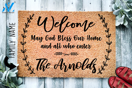 May God Bless Our Home Custom Doormat | Welcome Mat | House Warming Gift