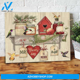 May Your Day Be Merry Bright Christmas Hummingbird Canvas Wall Art