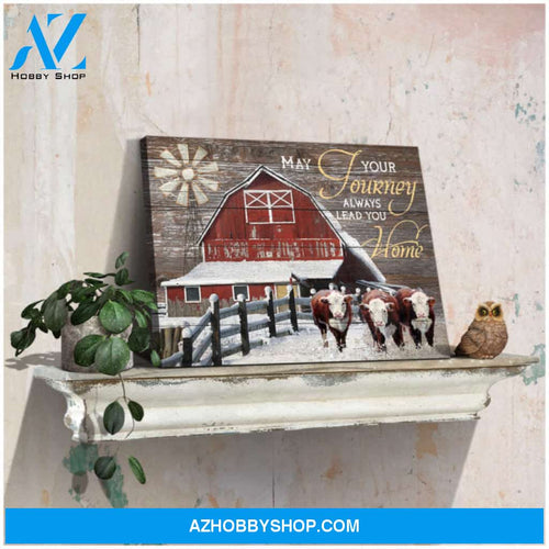 Ohcanvas May Your Journey Always Lead You Home Hereford Cattle Canvas Wall Art Decor