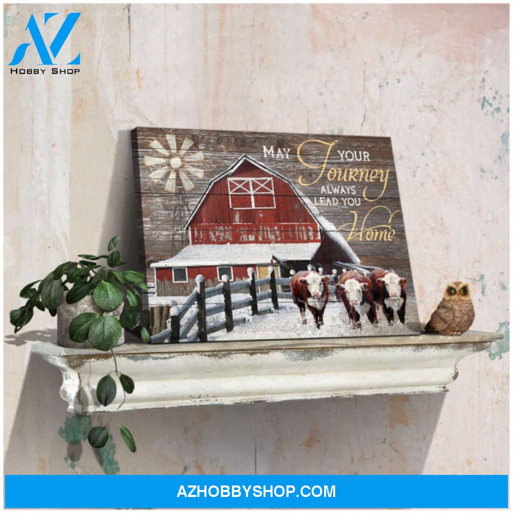 Ohcanvas May Your Journey Always Lead You Home Hereford Cattle Canvas Wall Art Decor