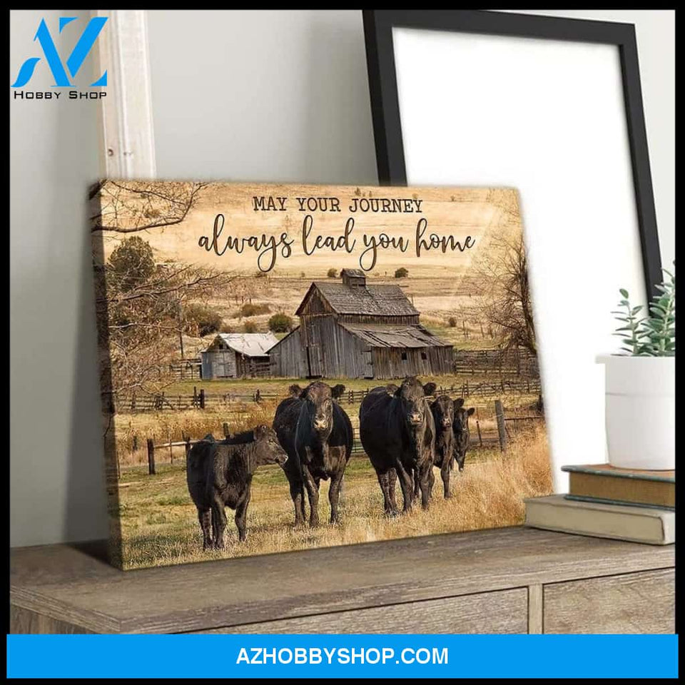 May Your Journey Angus Cow Wall Art Canvas