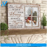May your troubles be less Farm Horse Wood Window Canvas Wall Art Decor