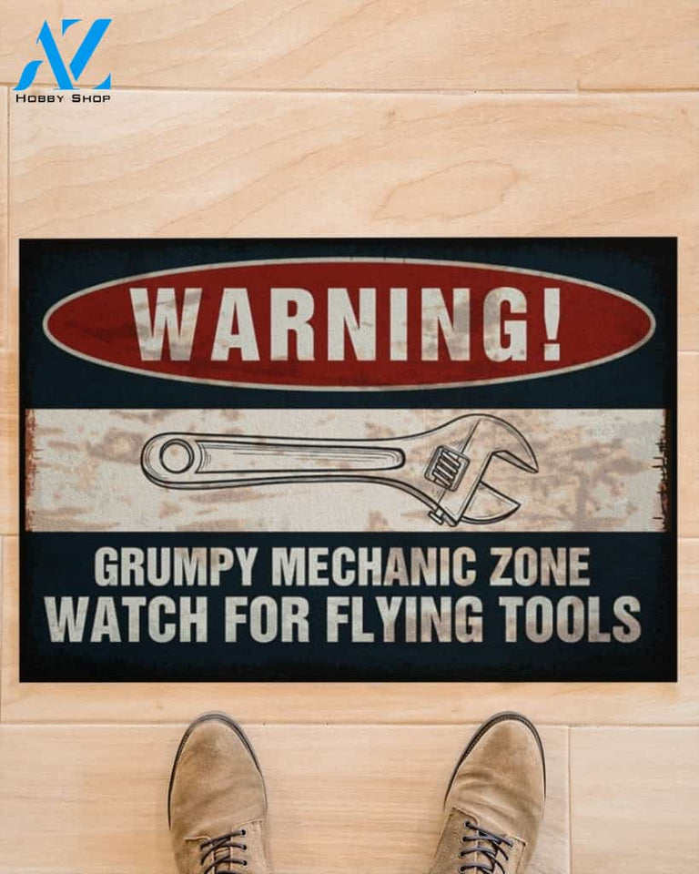 Mechanic Warning Grumpy Mechanic Zone Vintage Indoor And Outdoor Doormat Warm House Gift Welcome Mat Gift For Nurse