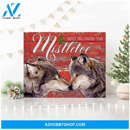 Meet Me Under The Mistletoe Wolf Canvas Wall Art Decor