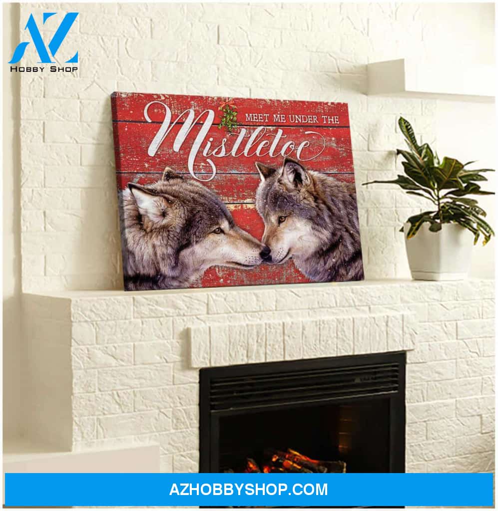 Meet Me Under The Mistletoe Wolf Canvas Wall Art Decor