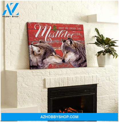 Meet Me Under The Mistletoe Wolf Canvas Wall Art Decor