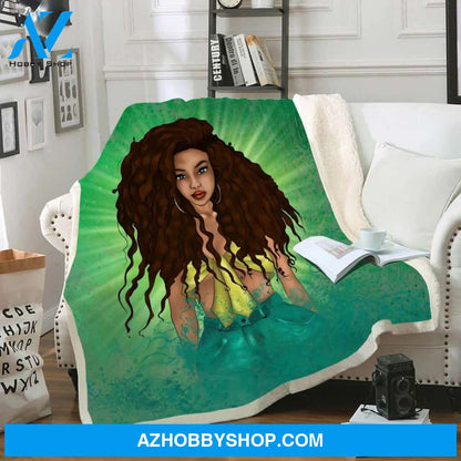 Melanin Afro Black Princess Beauty Princess Forest Style Fleece Blanket