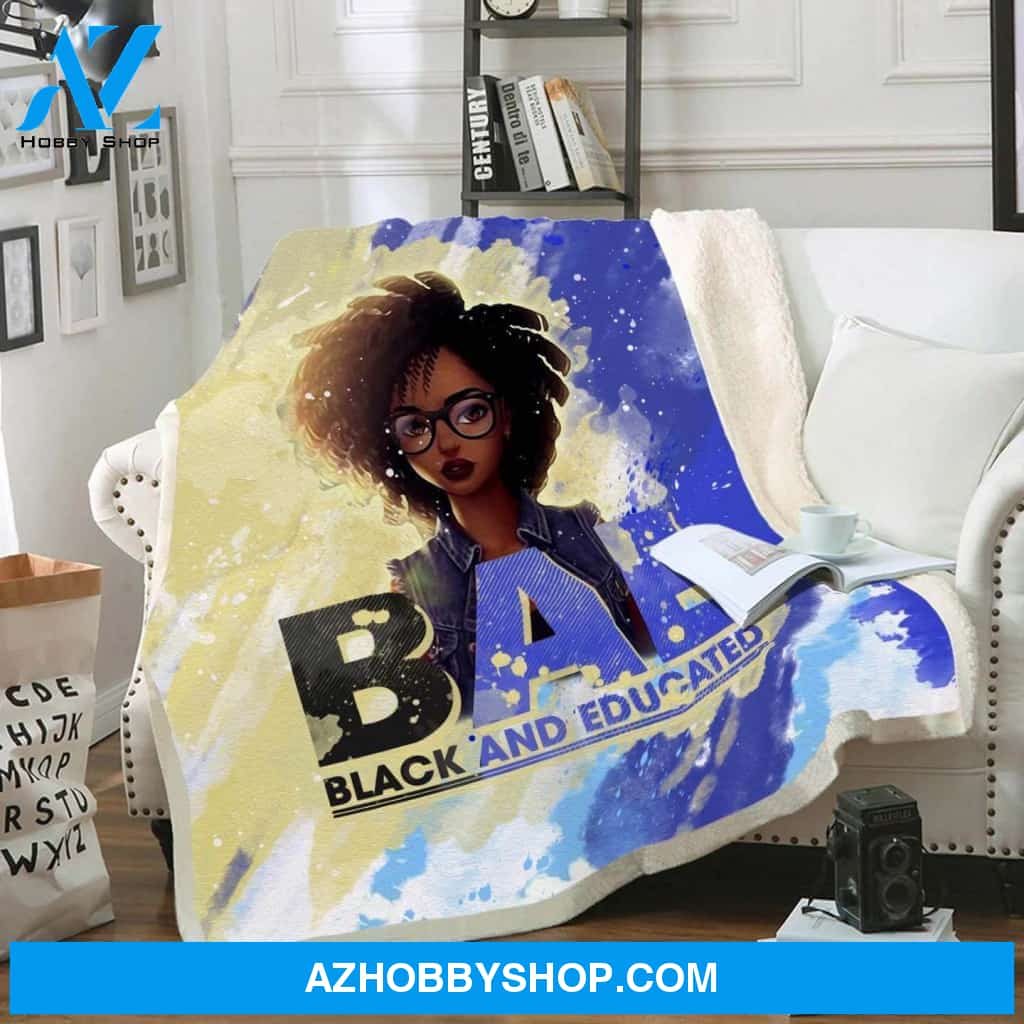 Melanin Art Print Blanket Black Girl Fleece Blanket Black And Educate Bae Fleece Blanket