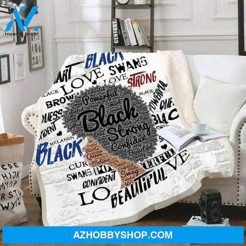 Melanin Art Print Blanket Naptural Hair Art Fleece Blanket Afro Black Strong Fleece Blanket