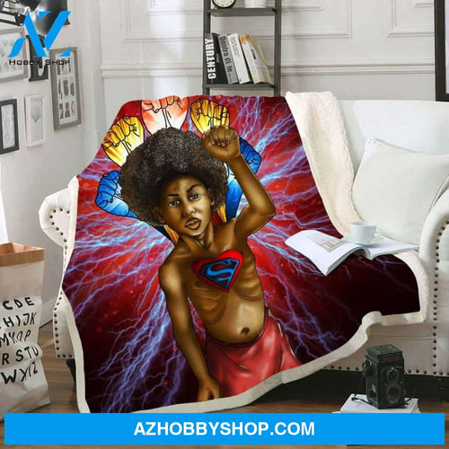 Melanin Blanket Save The Fleece Blanket Brave Strong Super Black Kid Fleece Blanket