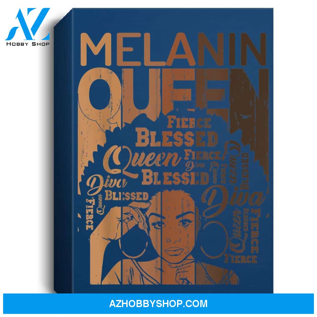 Melanin Queen African American Strong Black Natural Women Portrait Canvas