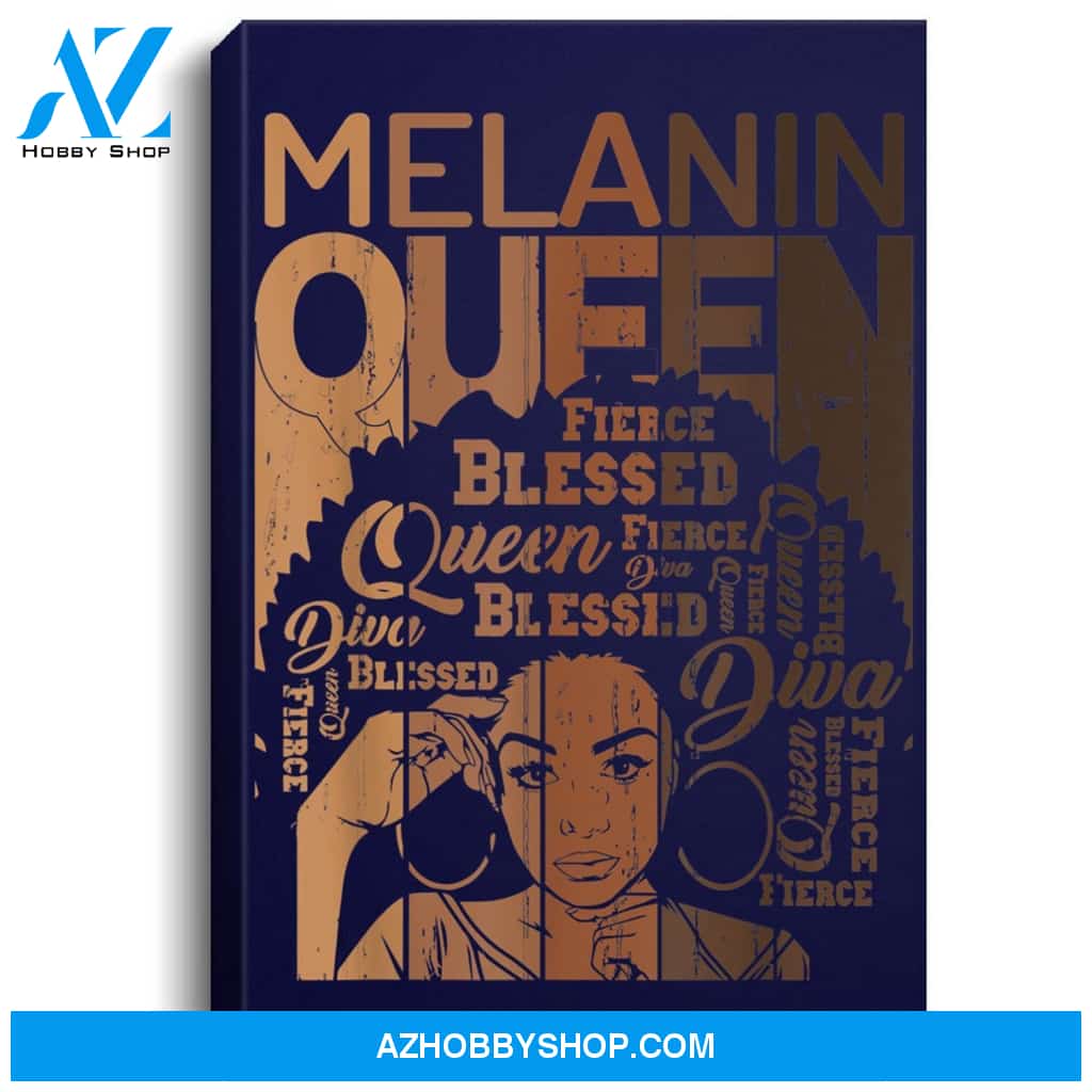 Melanin Queen African American Strong Black Natural Women Portrait Canvas