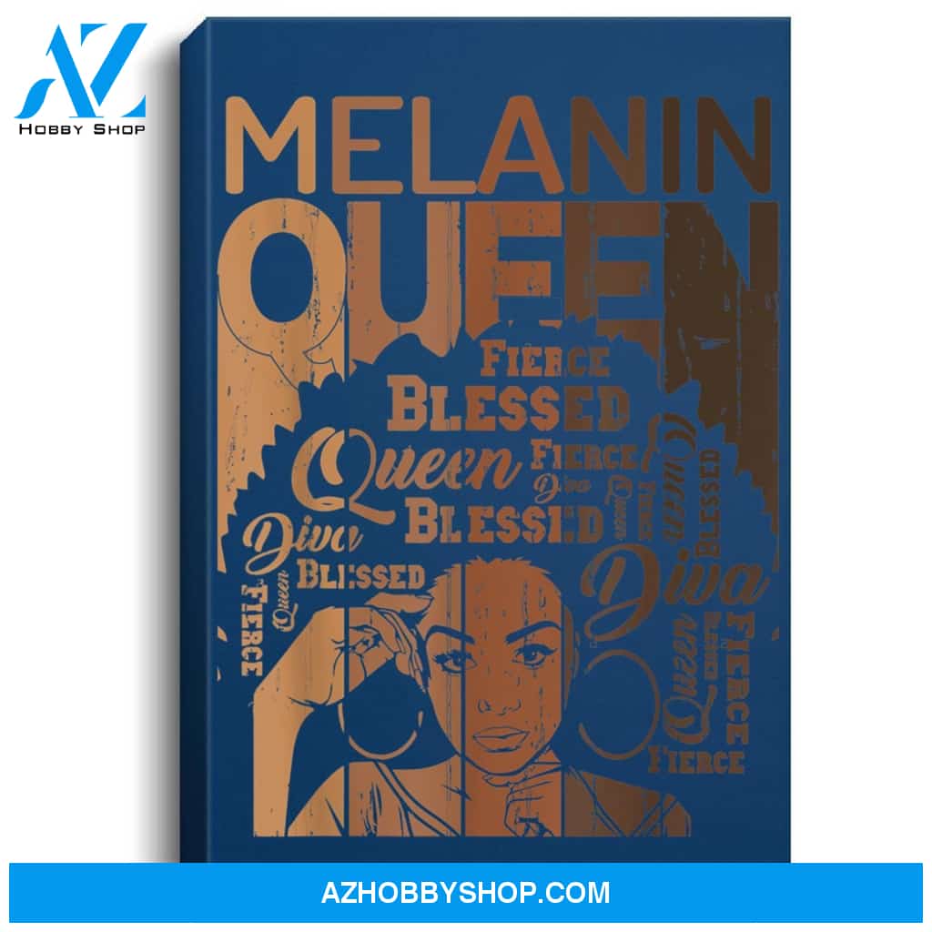 Melanin Queen African American Strong Black Natural Women Portrait Canvas