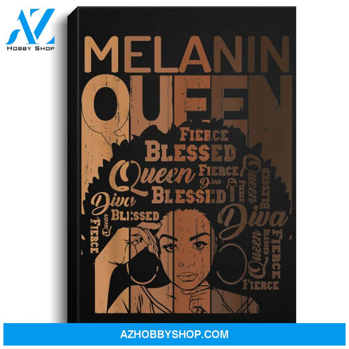 Melanin Queen African American Strong Black Natural Women Portrait Canvas