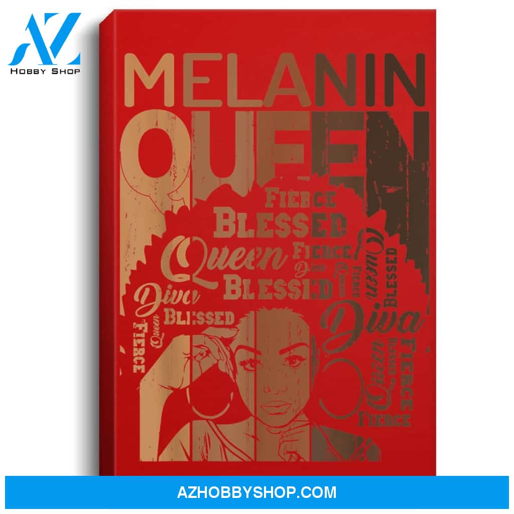 Melanin Queen African American Strong Black Natural Women Portrait Canvas