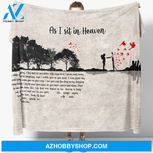 Memorial Blanket, As I Sit In Heaven Cardinal Guitar, Husband Memorial, Loss Of A Husband