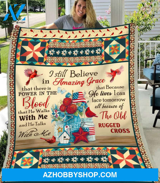 Memorial Blanket, Cardinal Red I Still Believe In Amazing Grace Fleece Blanket