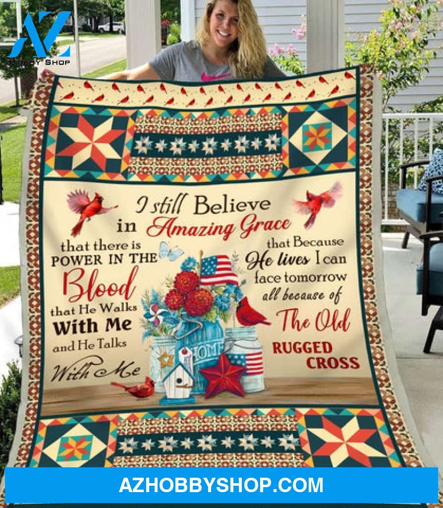 Memorial Blanket, Cardinal Red I Still Believe In Amazing Grace Fleece Blanket