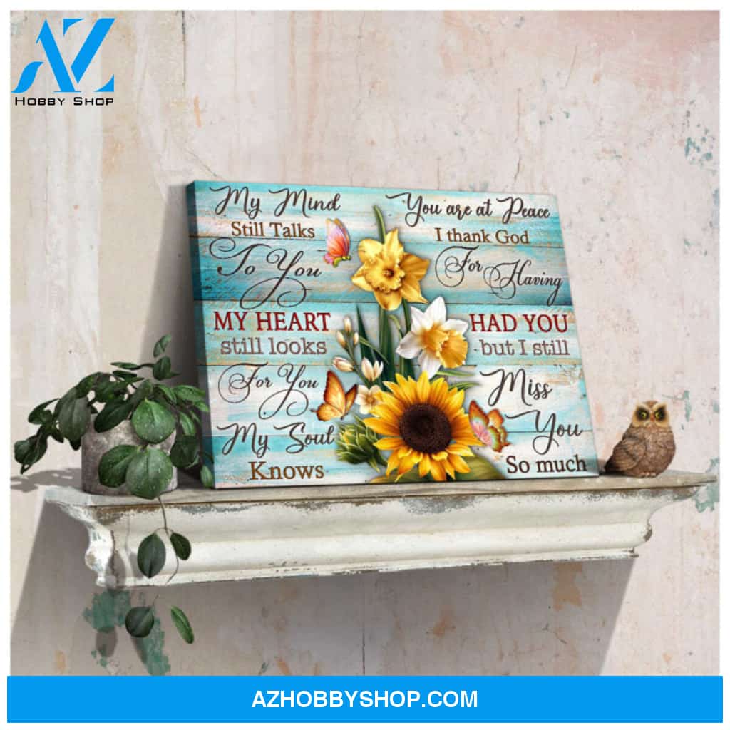 Ohcanvas Memorial Canvas Sunflower and Butterflies My mind still talks to you Wall Art Decor
