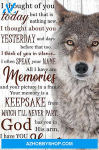 Memorial Canvas Wolf Canvas Full Size Canvas Wall Art I Thought Of You Today But That Is Nothing New