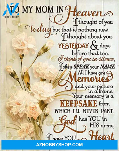 Memorial Mom Canvas Full Size Canvas Wall Art To My Mom In Heaven I Thought Of You