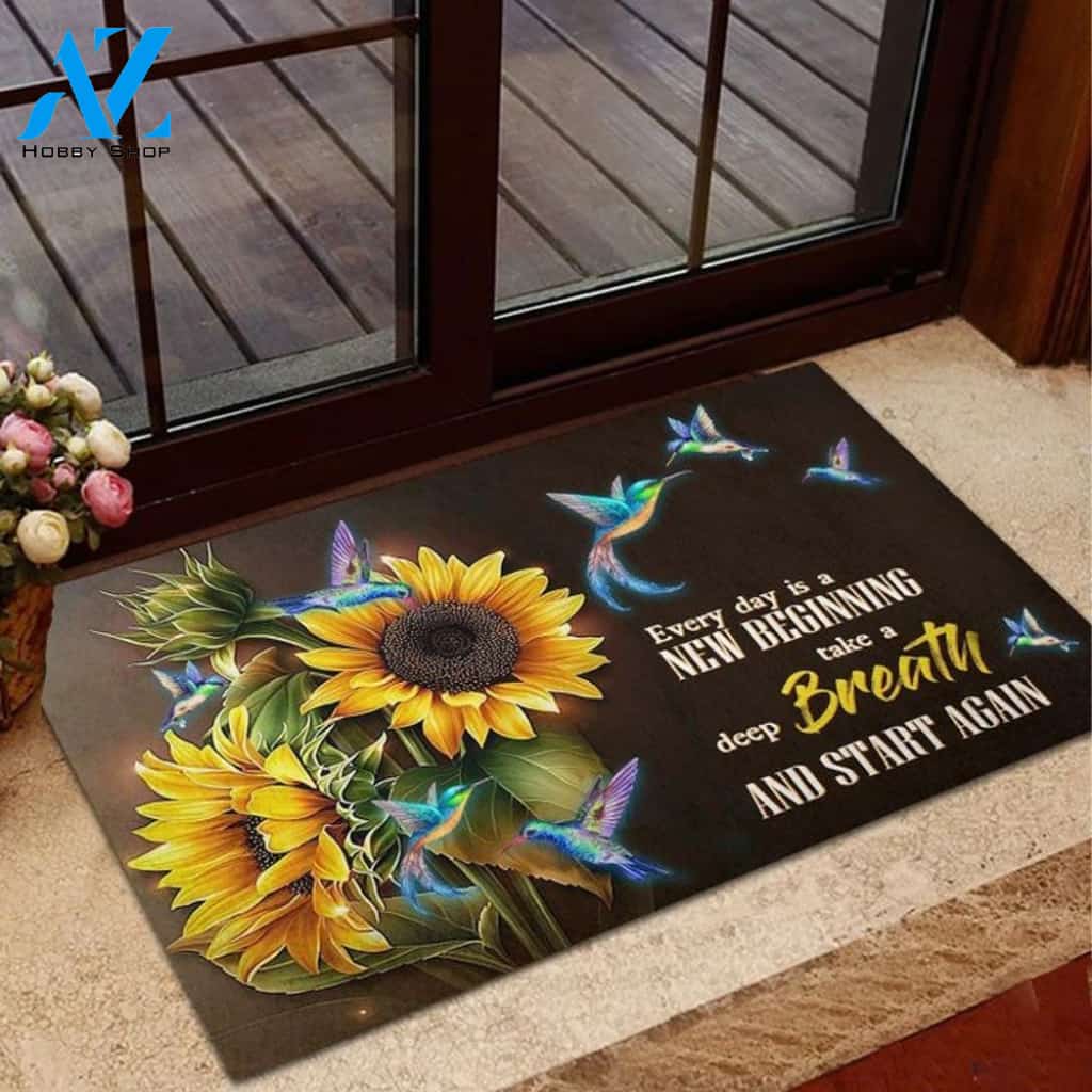 Memorial Sunflowers And Hummingbird Every Day Indoor and Outdoor Doormat Warm House Gift Welcome Mat Gift for Friend Family