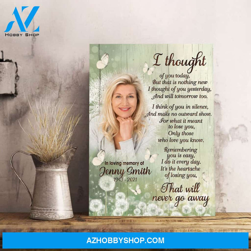 Personalized Memorial Wall Art, I Thought Of You Today Poster, Dandelion And Butterfly Wall Decor