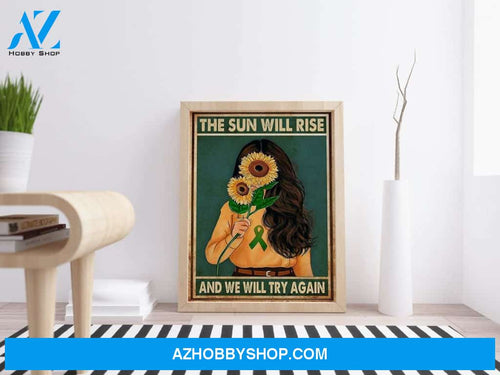Mental Health Awareness Art, Mental Health Art Print, The Sun Will Rise And We Will Try Again Canvas And Poster, Wall Decor Visual Art