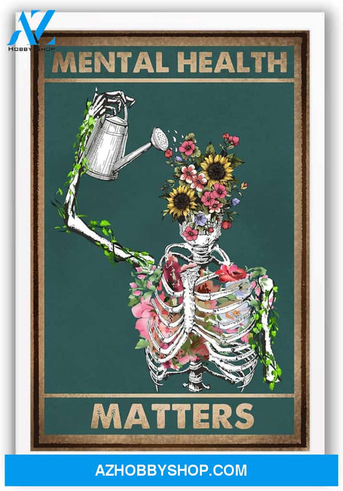 Mental Health Matters Skeleton Halloween Canvas And Poster, Wall Decor Visual Art, Halloween Gift, Happy Halloween