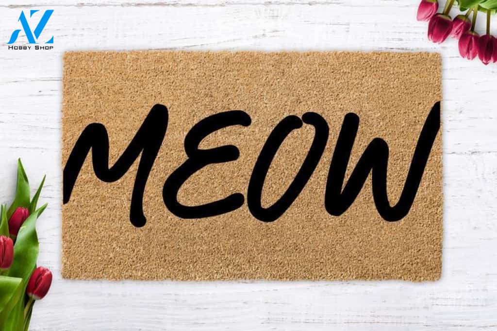 MEOW, meow cat, cute cat, cat lover, cat gift, modern doormat, unique birthday present, housewarming, Funny Gift, cat doormat, cat rug, cats
