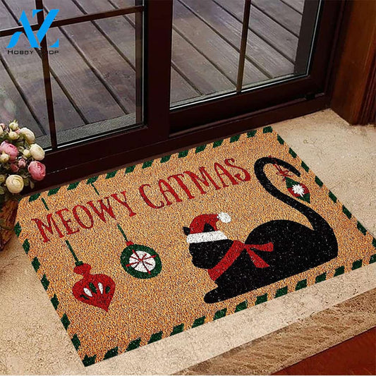 Meowy Catmas Easy Clean Welcome DoorMat | Felt And Rubber | DO3206