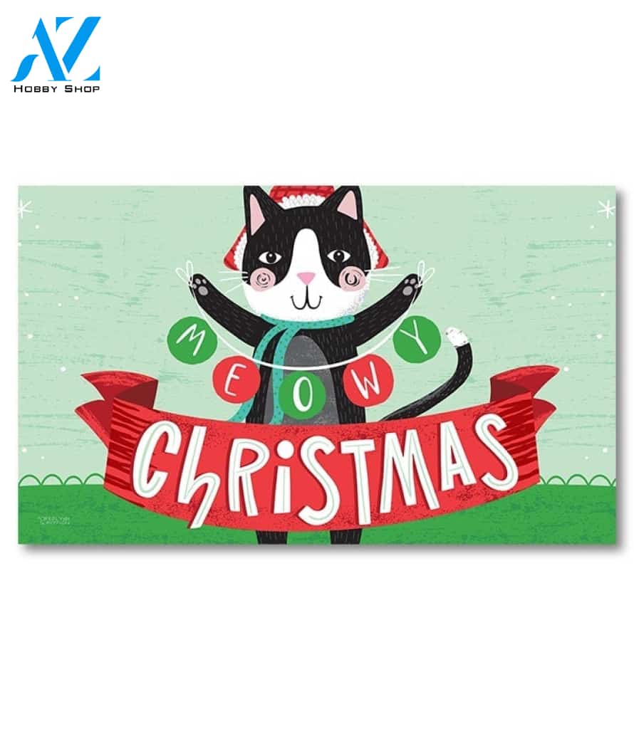 Meowy Christmas Cat Doormat - 18" x 30"