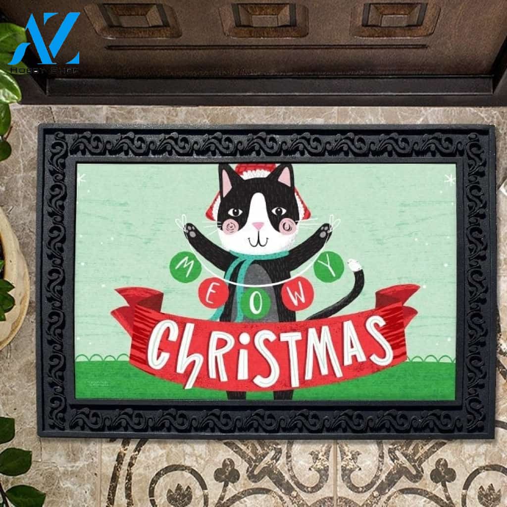 Meowy Christmas Cat Doormat - 18" x 30"