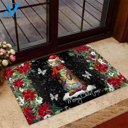 Meowy Christmas – Cat Easy Clean Welcome DoorMat | Felt And Rubber | 40x60 cm | 45x75 cm | 60x90 cm | Colorful | DO1246