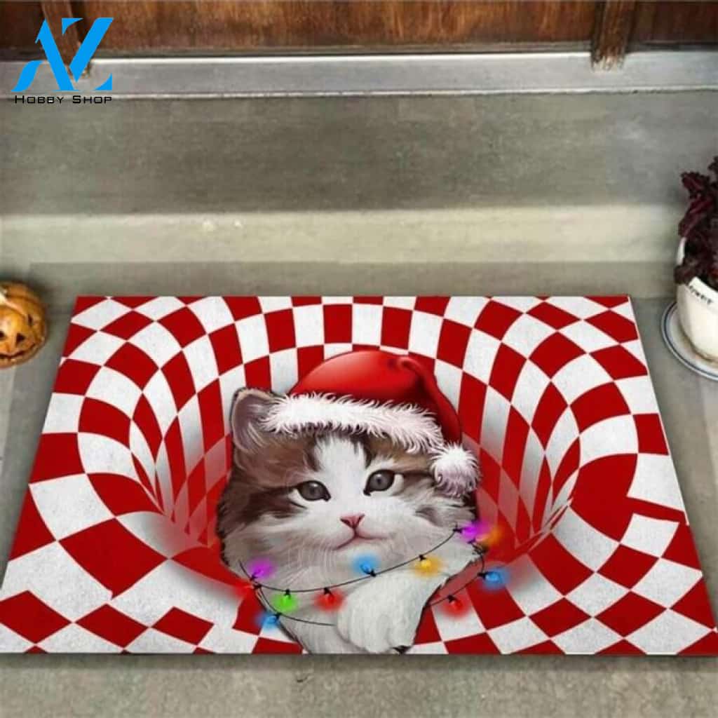 Meowy Christmas Cute Cat Doormat | Welcome Mat | House Warming Gift