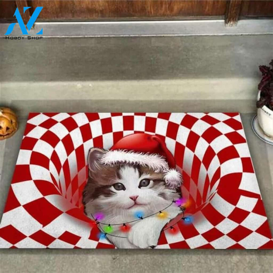 Meowy Christmas Cute Cat Doormat | Welcome Mat | House Warming Gift