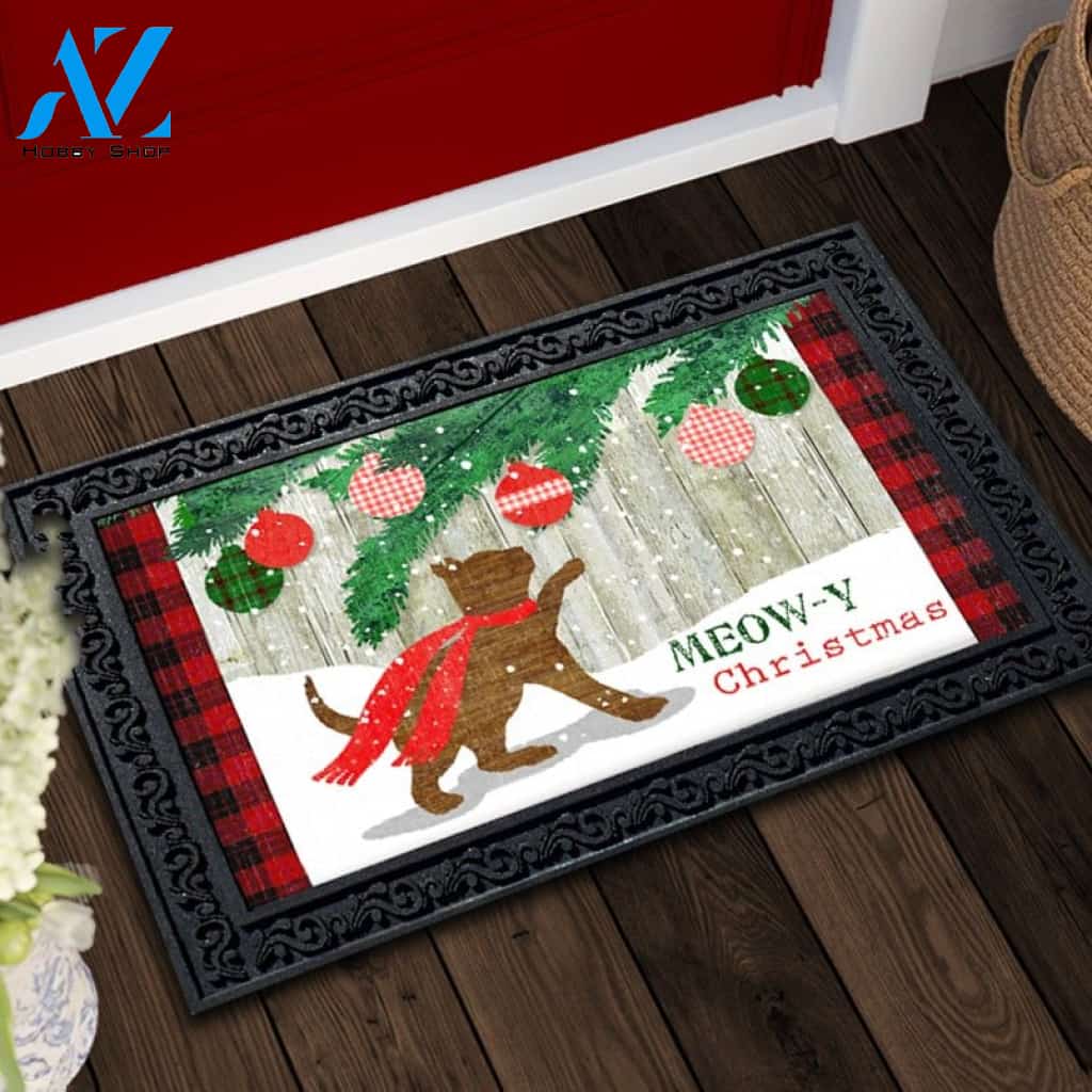 Meowy Christmas Kitten Doormat - 18" x 30"