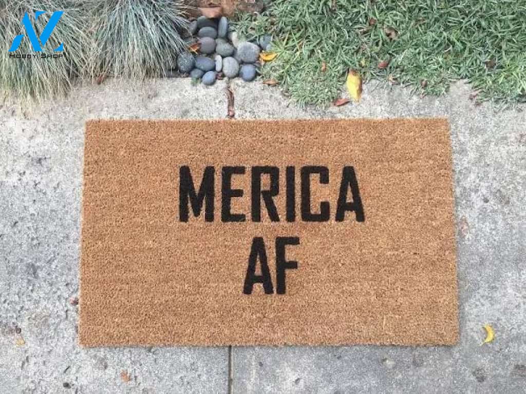 MERICA AF Funny Outdoor Doormat, Grey